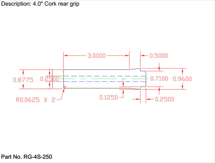 Straight Rear Grip with Single Tenon for Spinning Rods