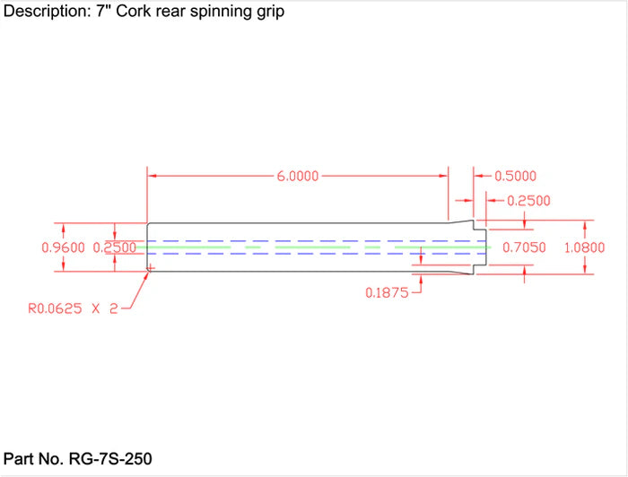 Straight Rear Grip with Single Tenon for Spinning Rods