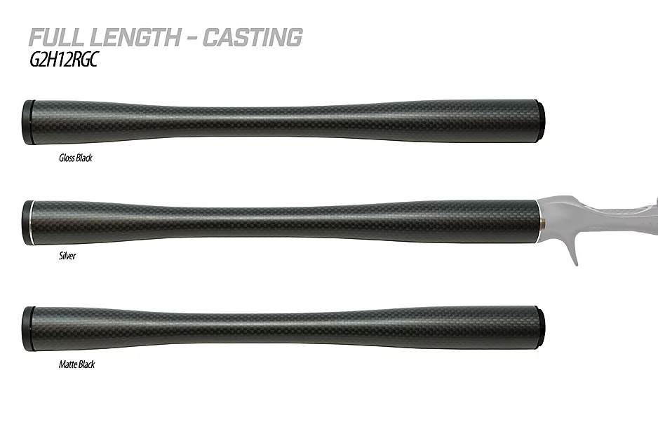 The G2 Carbon Handles by American Tackle are redefining the fishing rod handle as you know it. They utilize carbon grips to provide light weight, sensitivity, and extreme durability combined with; aluminum trim, customizable end cap, and pre-installed G2 arbors in order to feature the world’s only complete carbon fiber handle system. They are offered in 3K and Bushido carbon material options trimmed with a choice of Silver, Gloss Black or Matte Black aluminum fittings.