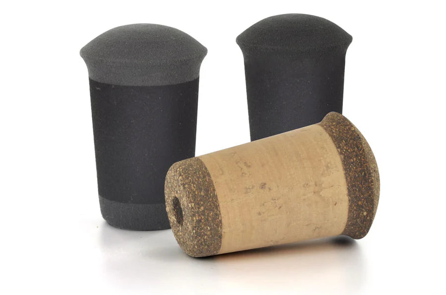 These fighting butts will look great as a part of your split-grip assembly and are designed to match up with the RSKT-3.75 2-tone rear split-grip. 2" in length, available in your choice of solid black EVA, black and gray EVA foam or super-grade cork with composite trim.