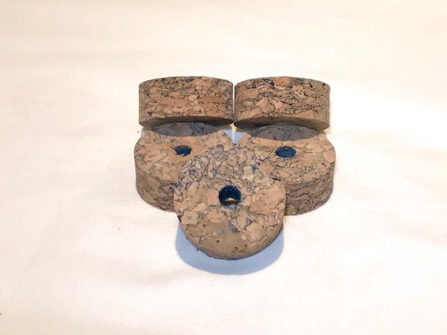 Cork ring - BLUE BURL  1 1/4" x 1/2" = 32 x 12.7mm  with hole 1/4" = 6 mm